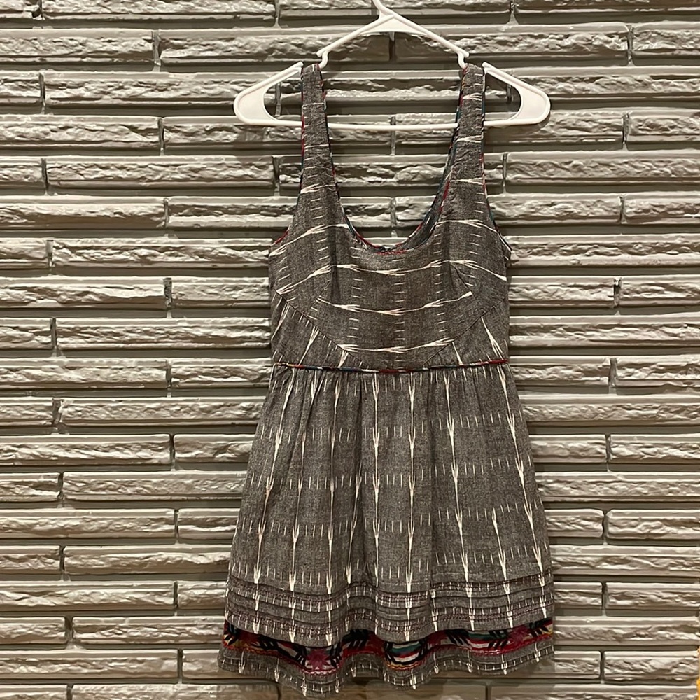 Free People "New Romantics" Layered Embroidered Bottom Grey Dress Women's Size 4